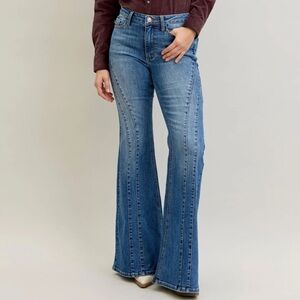 Judy Blue Flare Fit Jeans Blue Wash Stretch Denim 13 Double Angular Seam 32x31